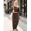image:imageATHMILE Womens Wide Leg Sweatpants High Waisted Baggy Lounge Pants with Pockets Drawstring Comfy Casual Athletic PalazzoCoffee Brown