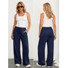 image:imageATHMILE Womens Wide Leg Sweatpants High Waisted Baggy Teen Girl Pants  Fall Fashion Winter Clothes Lounge Travel Joggers With PocketsNavy