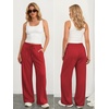 image:imageATHMILE Womens Wide Leg Sweatpants High Waisted Baggy Teen Girl Pants  Fall Fashion Winter Clothes Lounge Travel Joggers With PocketsRed