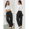 image:imageATHMILE Womens Wide Leg Sweatpants with Pockets  Fall Fashion Lounge Travel PantsLow Waist Streetwear DrawstringBaggy Teen Girl JoggerBlack