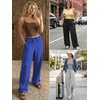 image:imageATHMILE Womens Wide Leg Sweatpants with Pockets  Fall Fashion Lounge Travel PantsLow Waist Streetwear DrawstringBaggy Teen Girl JoggerBlack