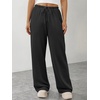 image:imageATHMILE Womens Wide Leg Sweatpants with Pockets  Fall Fashion Lounge Travel PantsLow Waist Streetwear DrawstringBaggy Teen Girl JoggerBlack
