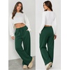 image:imageATHMILE Womens Wide Leg Sweatpants with Pockets  Fall Fashion Lounge Travel PantsLow Waist Streetwear DrawstringBaggy Teen Girl JoggerDark Green