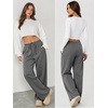 image:imageATHMILE Womens Wide Leg Sweatpants with Pockets  Fall Fashion Lounge Travel PantsLow Waist Streetwear DrawstringBaggy Teen Girl JoggerDark Grey