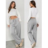 image:imageATHMILE Womens Wide Leg Sweatpants with Pockets  Fall Fashion Lounge Travel PantsLow Waist Streetwear DrawstringBaggy Teen Girl JoggerGrey