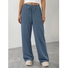 image:imageATHMILE Womens Wide Leg Sweatpants with Pockets  Fall Fashion Lounge Travel PantsLow Waist Streetwear DrawstringBaggy Teen Girl JoggerGrey Blue
