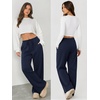 image:imageATHMILE Womens Wide Leg Sweatpants with Pockets  Fall Fashion Lounge Travel PantsLow Waist Streetwear DrawstringBaggy Teen Girl JoggerNavy