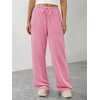 image:imageATHMILE Womens Wide Leg Sweatpants with Pockets  Fall Fashion Lounge Travel PantsLow Waist Streetwear DrawstringBaggy Teen Girl JoggerPink