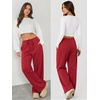 image:imageATHMILE Womens Wide Leg Sweatpants with Pockets  Fall Fashion Lounge Travel PantsLow Waist Streetwear DrawstringBaggy Teen Girl JoggerRed