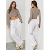 image:imageATHMILE Womens Wide Leg Sweatpants with Pockets  Fall Fashion Lounge Travel PantsLow Waist Streetwear DrawstringBaggy Teen Girl JoggerWhite