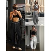 image:imageTrack Pants Women Sweatpants Wide Leg Straight Drawstring Teen Girl Fall Jogging Soft Lounge Athletic Pajama JoggersBlack