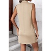 image:imageTwo Piece Skirt Sets for Women Summer Beach Vacation Outfits Mock Neck Tops Tennis Skirt Lounge Matching SetsBeige