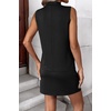 image:imageTwo Piece Skirt Sets for Women Summer Beach Vacation Outfits Mock Neck Tops Tennis Skirt Lounge Matching SetsBlack