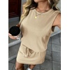image:imageTwo Piece Skirt Sets for Women Summer Beach Vacation Outfits Mock Neck Tops Tennis Skirt Lounge Matching SetsZbeige