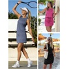 image:imageTwo Piece Skirt Sets for Women Summer Beach Vacation Outfits Mock Neck Tops Tennis Skirt Lounge Matching SetsZblack
