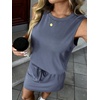 image:imageTwo Piece Skirt Sets for Women Summer Beach Vacation Outfits Mock Neck Tops Tennis Skirt Lounge Matching SetsZblue