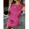 image:imageTwo Piece Skirt Sets for Women Summer Beach Vacation Outfits Mock Neck Tops Tennis Skirt Lounge Matching SetsZhot Pink