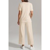 image:imageWomens 2 Piece Lounge Set Fashion Travel Outfits Summer Beach Vacation Tracksuit Comfy Wide Leg Airport LoungewearApricot