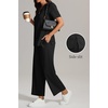 image:imageWomens 2 Piece Lounge Set Fashion Travel Outfits Summer Beach Vacation Tracksuit Comfy Wide Leg Airport LoungewearBlack