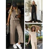 image:imageWomens 2 Piece Lounge Set Fashion Travel Outfits Summer Beach Vacation Tracksuit Comfy Wide Leg Airport LoungewearCblack