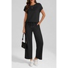 image:imageWomens 2 Piece Lounge Set Fashion Travel Outfits Summer Beach Vacation Tracksuit Comfy Wide Leg Airport LoungewearCblack