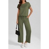 image:imageWomens 2 Piece Lounge Set Fashion Travel Outfits Summer Beach Vacation Tracksuit Comfy Wide Leg Airport LoungewearCgreen