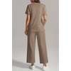 image:imageWomens 2 Piece Lounge Set Fashion Travel Outfits Summer Beach Vacation Tracksuit Comfy Wide Leg Airport LoungewearKhaki
