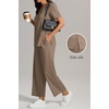 image:imageWomens 2 Piece Lounge Set Fashion Travel Outfits Summer Beach Vacation Tracksuit Comfy Wide Leg Airport LoungewearKhaki