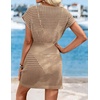 image:imageWomens Swimsuit Cover Up 2026 Short Sleeve V Neck Crochet Bathing Suit Beach Dress Summer Bikini Cover upsSand