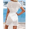 image:imageWomens Swimsuit Cover Up 2026 Short Sleeve V Neck Crochet Bathing Suit Beach Dress Summer Bikini Cover upsWhite