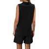 image:imageWomens Two Piece Short Sets Summer V Neck Travel Outfits Sweatsuits Sleeveless Lounge Sets TracksuitBlack