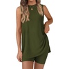 image:imageATHMILE 2 Piece Sets for Women 2026 Summer Matching Lounge Shorts Set Airport Travel Loungewear Outfits Beach VacationArmy Green