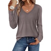 image:imageATHMILE Long Sleeve Shirts for Women Fall Outfit 2026 Fashion Casual T Shirt Round Neck Basic Loose Tunic TopsZgray Purple