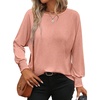image:imageATHMILE Long Sleeve Tops for Women 2025 Spring Fashion T Shirts for Women Crewneck Casual Loose Shirts Basic TeePink
