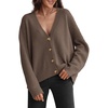 image:imageATHMILE Oversized Cardigan Sweaters for Women Lightweight Button VNeck Casual Open Front Knit Fall Outfits 2026Nutmeg
