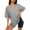 image:imageATHMILE Oversized Tshirts for Women Summer 2026 V Neck Casual Workout Plus Size Tops Spring Fashion Cute Basic Trendy OutfitsGrey