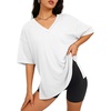 image:imageATHMILE Oversized Tshirts for Women Summer 2026 V Neck Casual Workout Plus Size Tops Spring Fashion Cute Basic Trendy OutfitsWhite