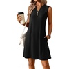 image:imageATHMILE Summer Dresses for Women 2026 Beach Vacation Clothes V Neck Henley Button Holiday Sundresses Pockets Date OutfitsBlack