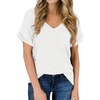 image:imageATHMILE T Shirts Short Sleeve V Neck Tees for Women Fashion Tops Trendy Casual Summer Outfits Clothes 2024White