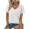 image:imageATHMILE T Shirts Short Sleeve V Neck Tees for Women Fashion Tops Trendy Soft Casual Summer Clothes Outfits 2026White