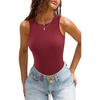 image:imageATHMILE Tank Top Body Suits Women Sexy Crew Neck Racerback Halter Ribbed Sleeveless Bodysuit for WomenBurgundy