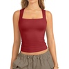 image:imageATHMILE Tank Tops for Women Square Neck Sleeveless DoubleLayer Tank Tops Basic Tight T ShirtsRed