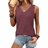 image:imageATHMILE Women Summer V Neck Tank Top Sleeveless Spring Tee Beach Vacation TopsBurgundy