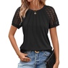 image:imageATHMILE Womens Blouses Short Sleeve Tops Spring Summer Fall Work Dressy Casual Business Date Outfits Lace Shirts 2026Black