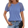 image:imageATHMILE Womens Blouses Short Sleeve Tops Spring Summer Fall Work Dressy Casual Business Date Outfits Lace Shirts 2026Lightblue