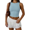 image:imageATHMILE Womens Double Lined Crop Tank Tops Casual Basic Shirts Sleeveless Workout Tops Cute Summer Clothes Teen GirlsLight Blue