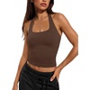 image:imageATHMILE Womens Halter Tank Tops Sexy Backless Double Lined Basic Shirts Y2K Trendy Going Out TopsBrown