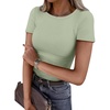 image:imageATHMILE Womens Long Sleeve CrewneckV Neck Ribbed Tops Fall Fitted Stretch Casual Basic T Shirts 2026Bsage Green
