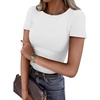 image:imageATHMILE Womens Long Sleeve CrewneckV Neck Ribbed Tops Fall Fitted Stretch Casual Basic T Shirts 2026Bwhite