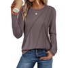 image:imageATHMILE Womens Long Sleeve Shirts Pleated Crew Neck Casual Tops  Fall Fashion Loose Fit School Outfits Teacher Basic Clothes Vacation TrendyGray Purple